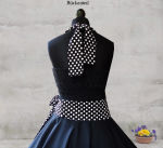 50er Jahr Tanzkleid Petticoat Schwarz Weiß Polkadots gesmokt