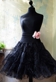 Petticoat T&uuml;ll Unterrock schwarz und doppellagig