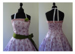 Petticoat Kleid rosa Grün Blumen Bauchband...