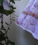 Blumen Petticoatkleid Rosa &amp; Gr&uuml;n Samtband