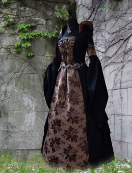 Blätter Mittelalter Kleid "Magali" mit Kapuze Steampunk