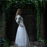Mittelalter Brautkleid Weiß Stulpen bodenlang Larp