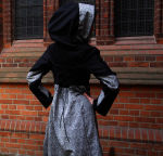 Kapuzenkleid Kleid Kapuze schwarz grau Brokat