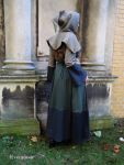 Edles Mittelalterkleid "Floré" Kapuzenumhang Gobelin Gürtel