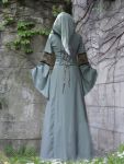 Kleid Mittelalter "Isgard" taubenblau Kapuze