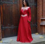 Mittelalterkleid "Runhild" Rot mit antiker Borte