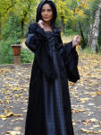 Edles Mittelalterkleid "Tuula" Schwarz Grau Silberborte