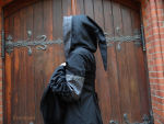 Edles Mittelalterkleid "Tuula" Schwarz Grau Silberborte