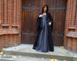 Kleid Mittelalter Schwarz Grau Kapuze Larp Wikinger Gothic