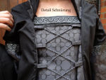 Edles Mittelalterkleid "Tuula" Schwarz Grau Silberborte