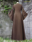 Mittelalterkleid "Merja" Barockstoff Braun besticktes Leinen
