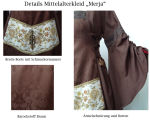Mittelalterkleid "Merja" Barockstoff Braun besticktes Leinen