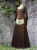 Mittelalterkleid "Merja" Barockstoff Braun besticktes Leinen