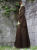 Mittelalterkleid "Merja" Barockstoff Braun besticktes Leinen