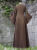 Mittelalterkleid "Merja" Barockstoff Braun besticktes Leinen